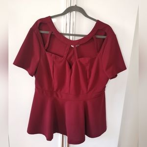 Plus Burgundy A-Line Top